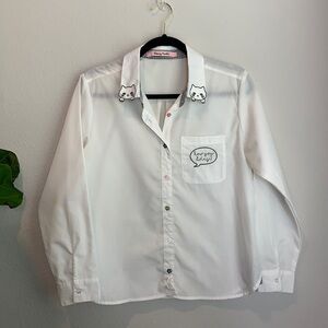 Cat Collar Button Down Shirt L